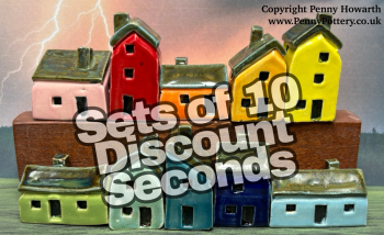 Perfectly Imperfect Discounted "Seconds" Sets of 10 Miniature Ceramic Houses