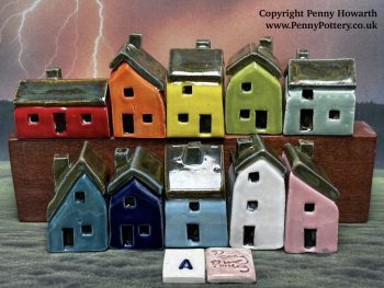 Perfectly Imperfect Discounted "Seconds" Sets of 10 Miniature Ceramic Houses - Image 2