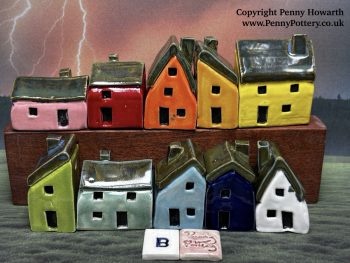 Perfectly Imperfect Discounted "Seconds" Sets of 10 Miniature Ceramic Houses - Image 3